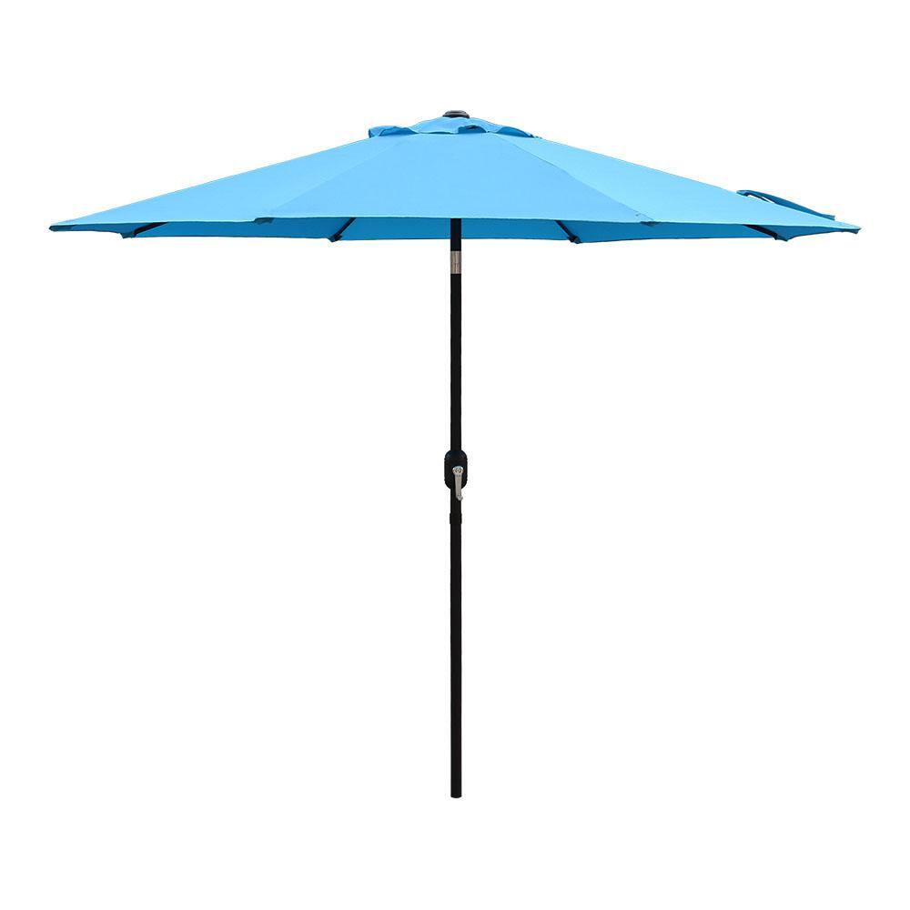 Maypex 9 ft. Steel Crank and Tilt Market Patio Umbrella in Aqua 300002 ...