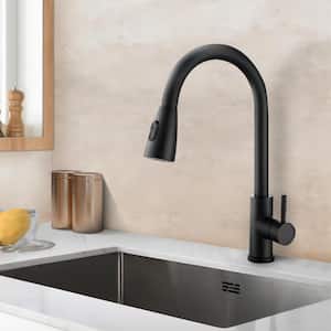Amuring Single Handle Pull Out Sprayer Kitchen Faucet in Stainless Steel in Matte Black