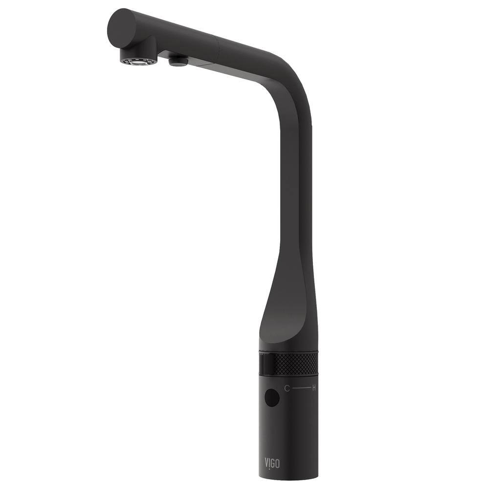 Jewel Touchless Sensor 15 in. Single Handle Pull-Out Kitchen Faucet in Matte Black