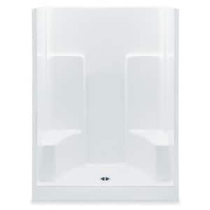 Everyday 60 in. x 35 in. x 72 in. 1-Piece Shower Stall with 2 Seats and Center Drain in White