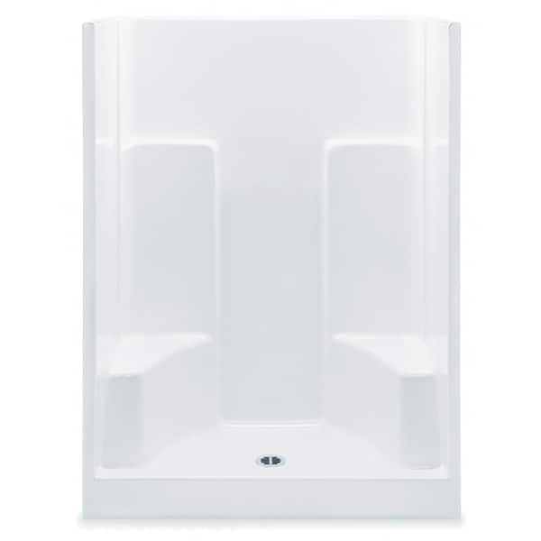 Aquatic Everyday 60 in. x 35 in. x 72 in. 1-Piece Shower Stall with 2 Seats and Center Drain in White