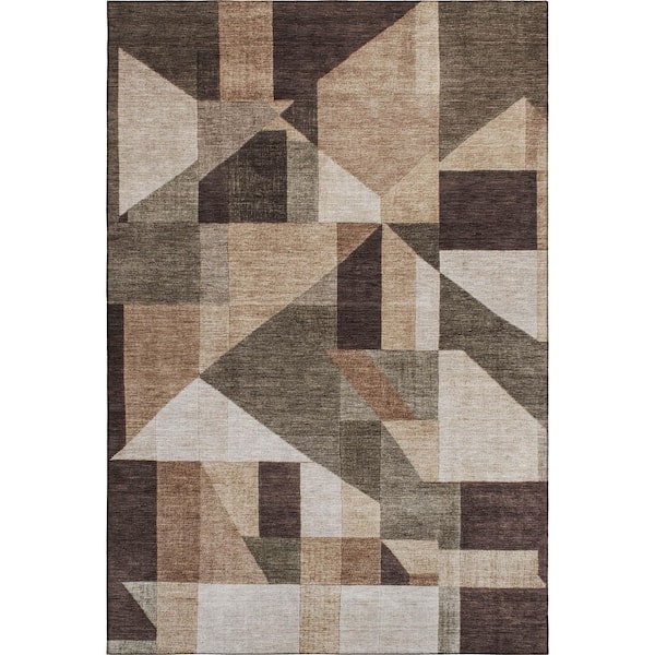 Mayfield Premium Machine Washable Abstract AMF2365 Brown 9 ft. x 12 ft. Area Rug