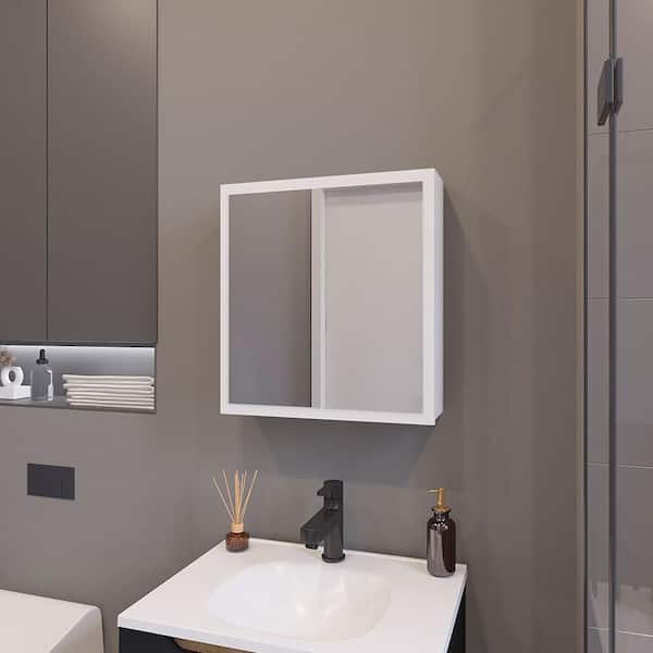 White 19.7 in W x 21.1 in. H Coastal Rectangle MDF Framed Mirror Wall Mirror Vanity Mirror
