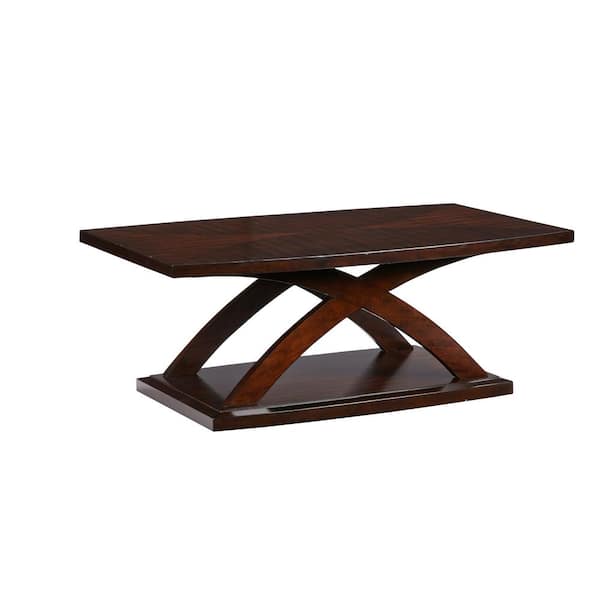 Progressive Furniture West Wind 48 in. Espresso Large Rectangle Wood Coffee Table with Shelf