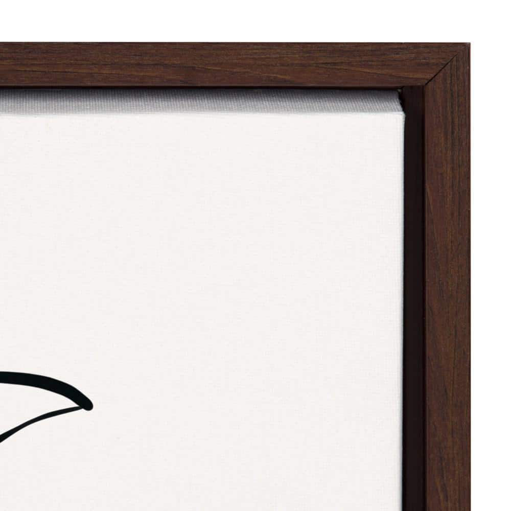 Botanical Sketch Black and White Canvas Art with Brown Frame, 18x24