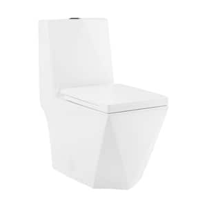 Brusque One-Piece 1.1/1.6 GPF Dual Flush Square Toilet in Glossy White Seat Included