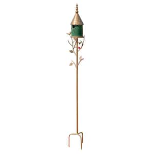 68.75 in. Tall Iron and Porcelain Birdhouse Stake "Prague"