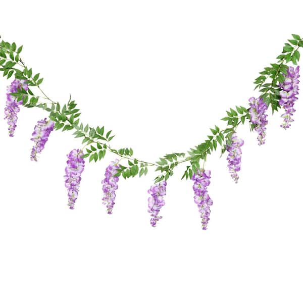 6 ft. Lavender Artificial Wisteria Flower Garland Hanging Vine (Set of 2)