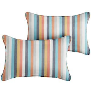 Sunbrella Multicolored Stripes Rectangular Outdoor Corded Lumbar Pillows (2-Pack)