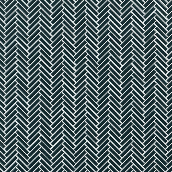 Motif Herringbone Emerald Green 11.14 in. x 11.14 in. Glossy Porcelain Mosaic Floor and Wall Tile (0.86 sq. ft./each)