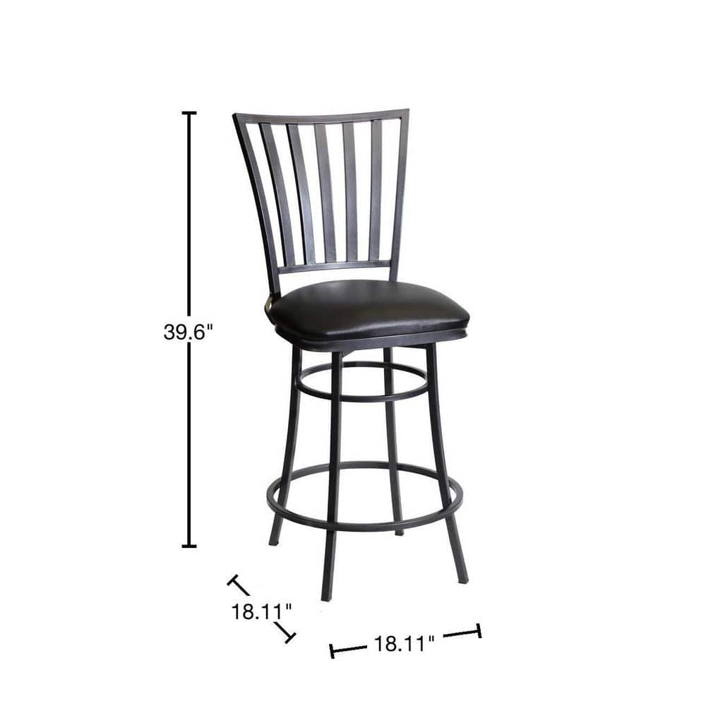 Stellan Black Metal Swivel Counter Stool with Faux Leather Seat