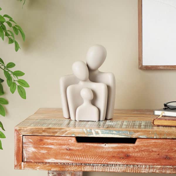 Litton Lane Cream Ceramic Nesting Family People Sculpture (Set of 3)