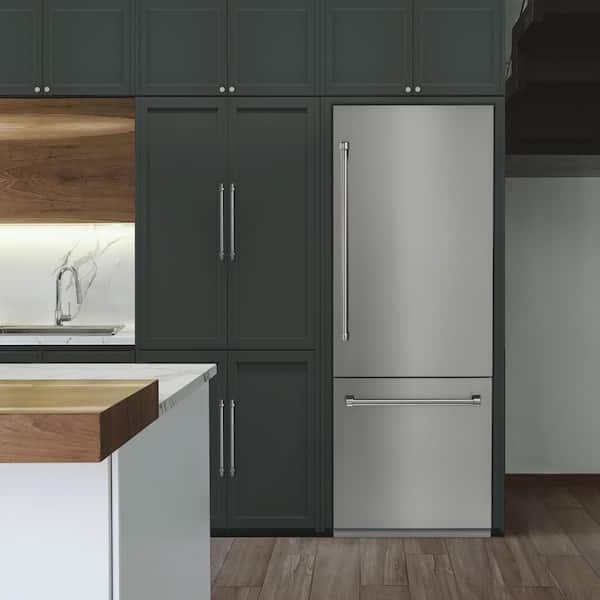 30 in. 2-Door Bottom Freezer Refrigerator with Internal Ice and Water Dispenser in Stainless Steel
