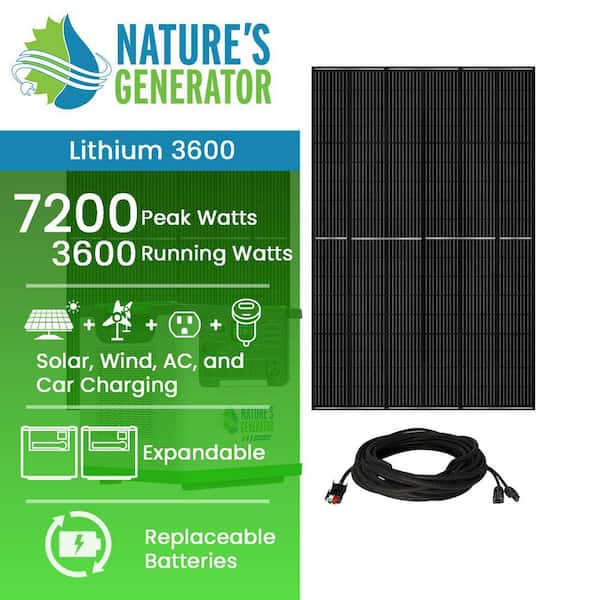 Lithium 3600 Gold Pro Bundle Push Button Start featuring a Lithium 3600 Solar Generator with two 410 Watt Solar Panels