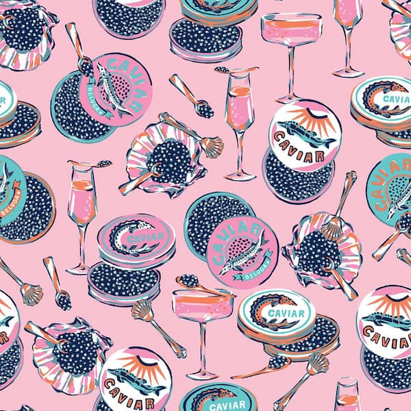 Champagne and Caviar Pink Peel and Stick Wallpaper Sample
