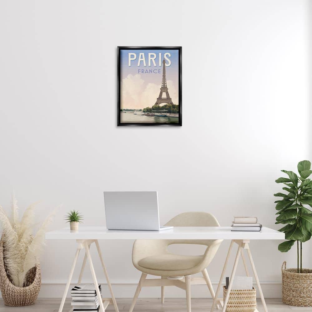 Paris Tower Landmark by Victoria Barnes Black Floater Frame Abstract Graphic Art Print 21 in. x 17 in. price history on PriceWatchPro