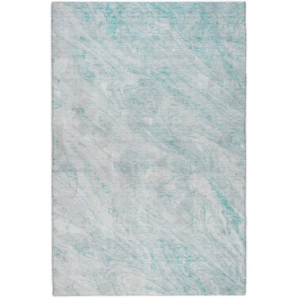 Dream Shag Premium Machine Washable Abstract ADS640 Teal 5 ft. x 7 ft. 6 in. Area Rug
