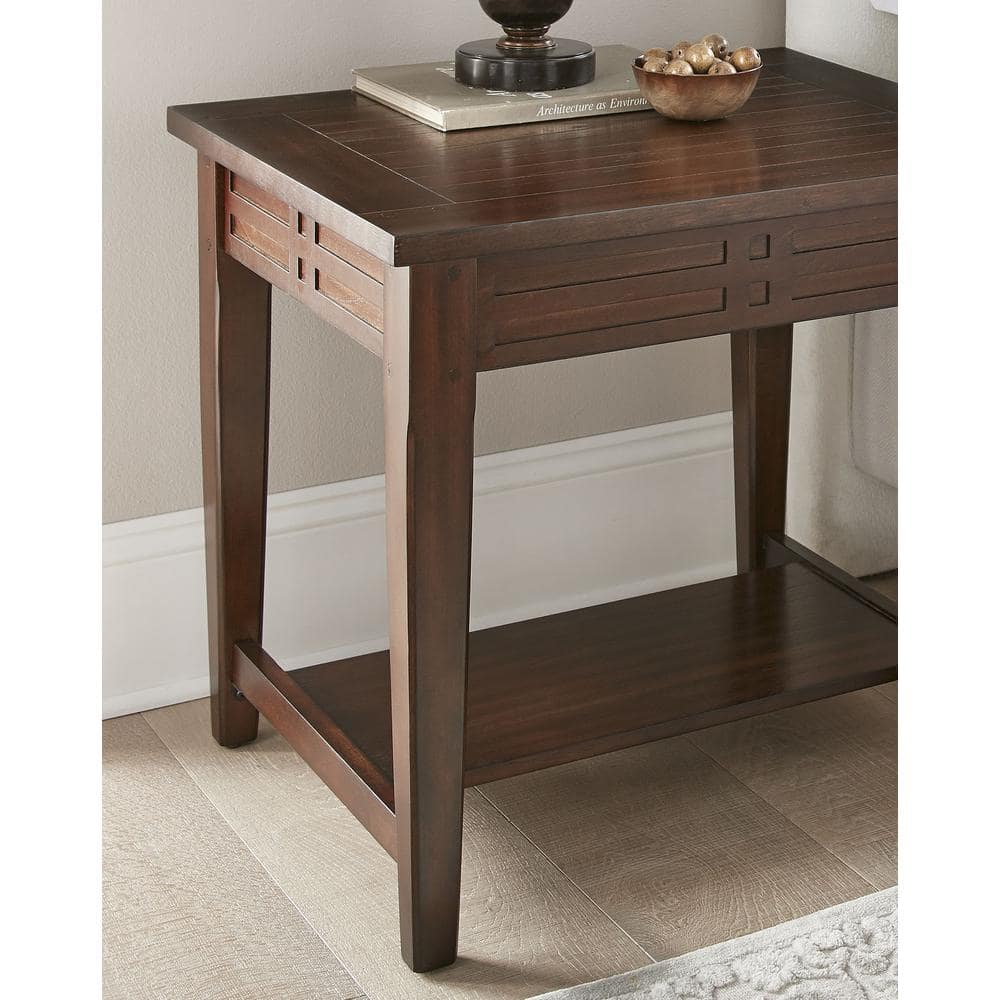 Crestline Transitional Brown Wood End Table with Storage