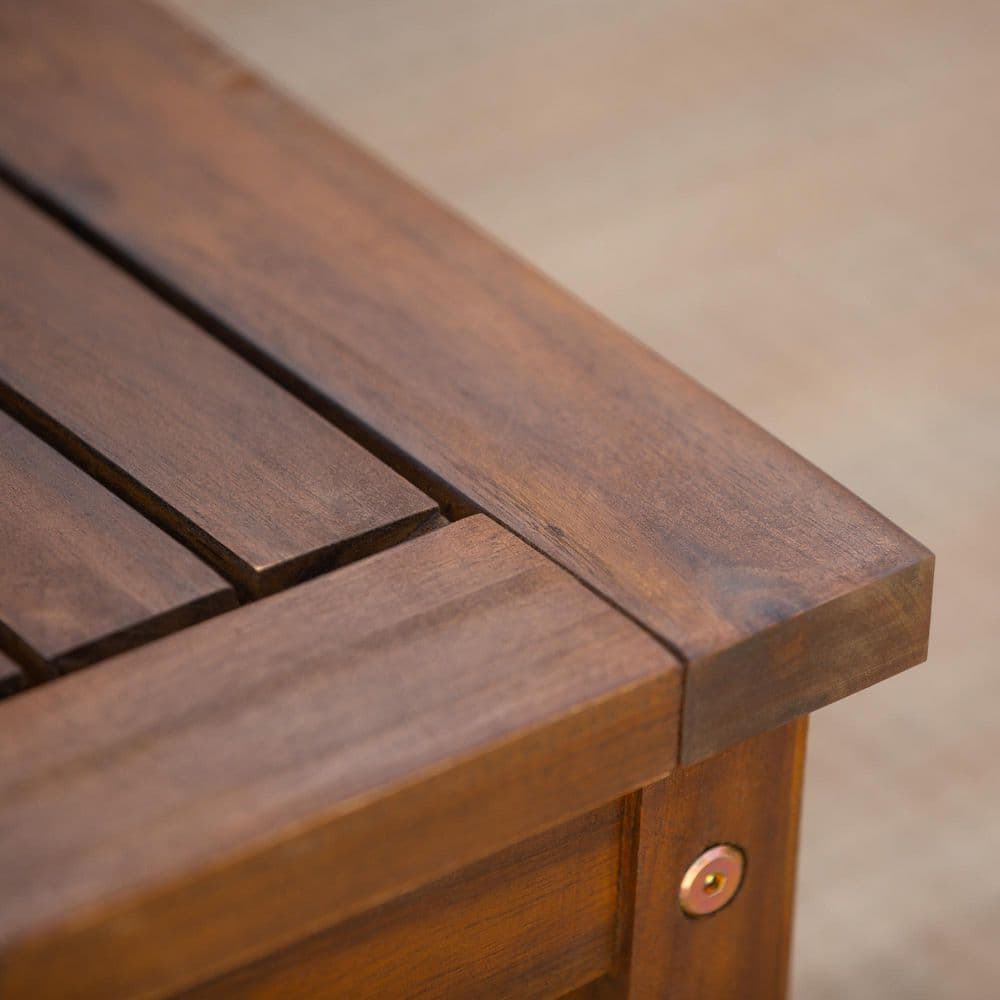 Solid Acacia Wood Traditional Patio Bench in Dark Brown