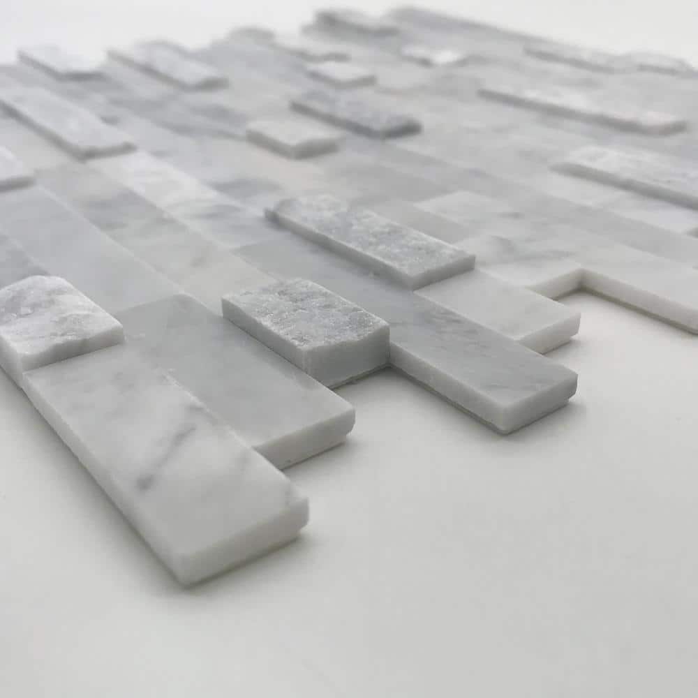 Mixed Gray 12x12 Natural Marble Peel and Stick Mosaic Tiles