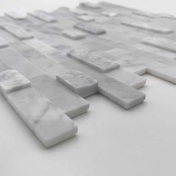 Mixed Gray 11.5 in. x 10.7 in. Natural Marble Peel and Stick Backsplash Mosaic Wall Tile (5-Pack)