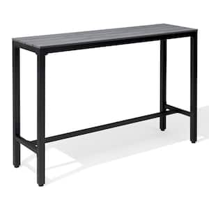 55 in. W x 15.6 in. D x 37 in. H Patio Metal Bar Height Dinning Table with Top in Gray