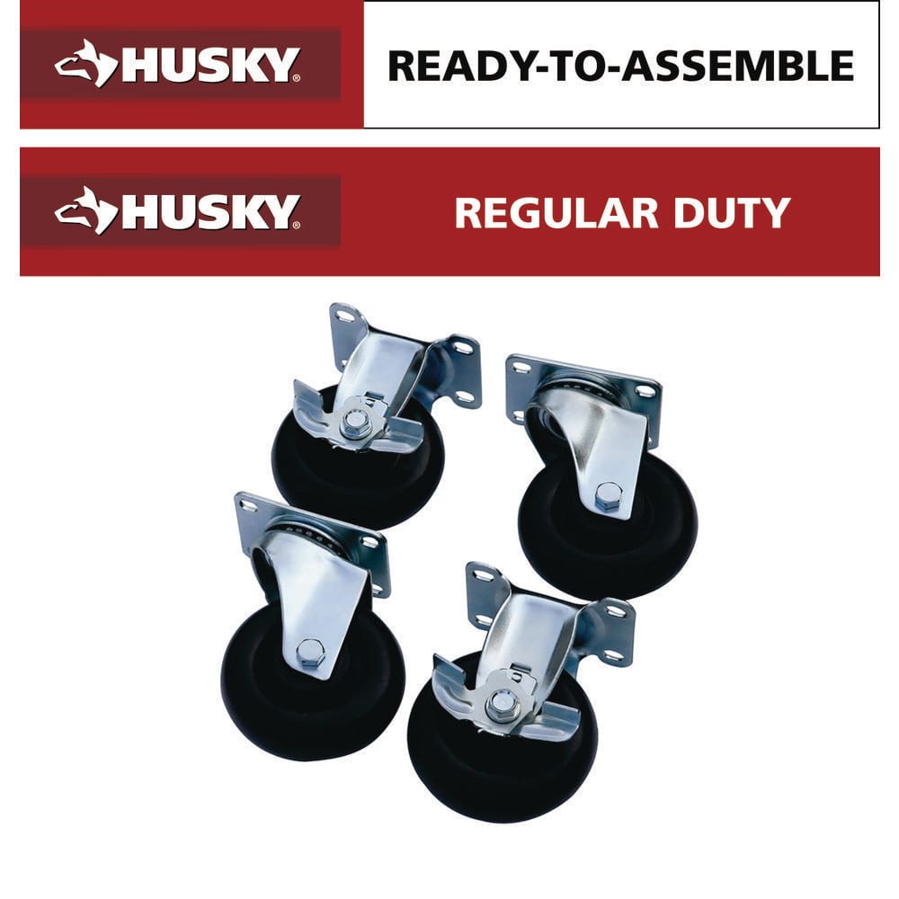 Husky 4 in. Caster Kit for Ready-To-Assemble and Regular Duty