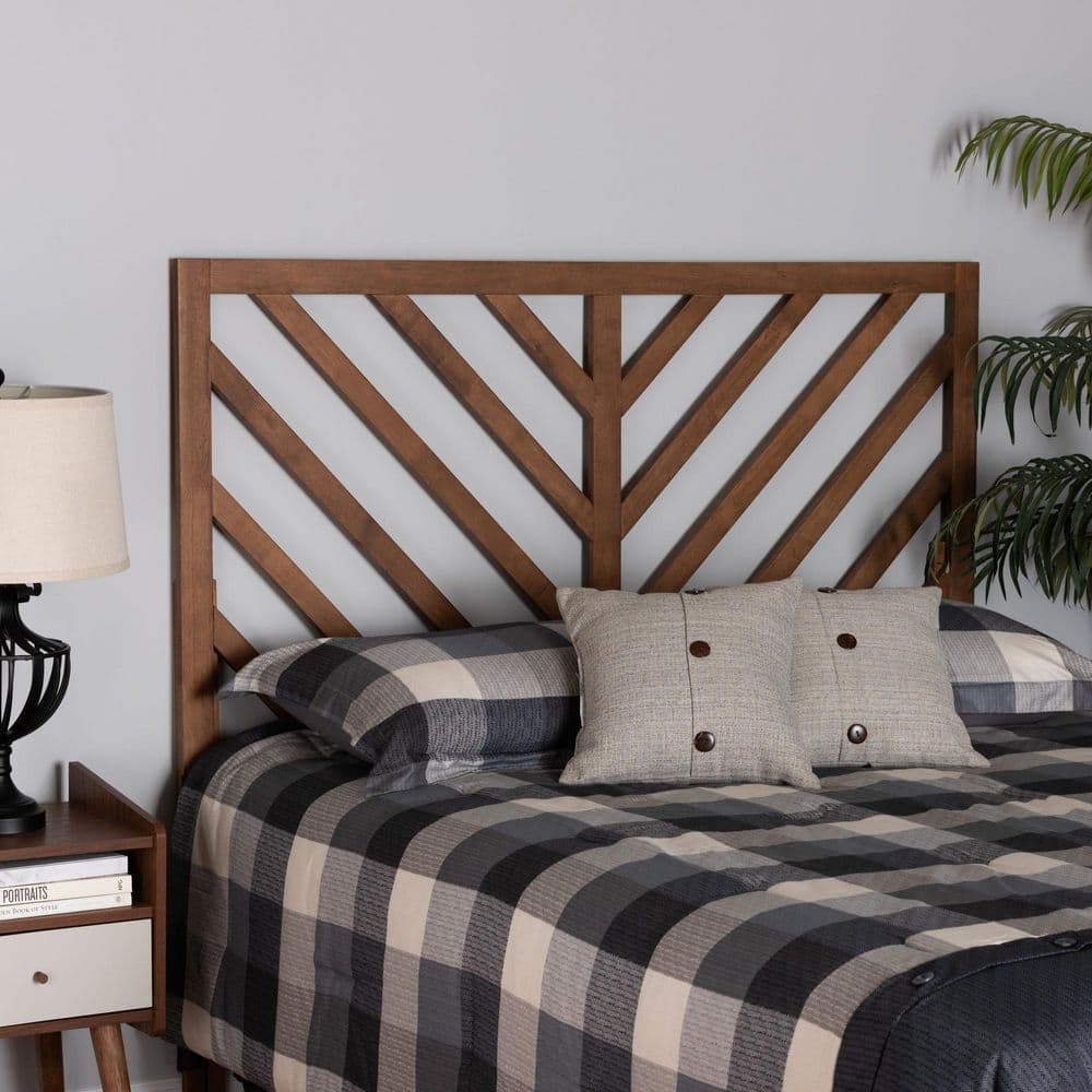 Belisma Queen Ash Walnut Wood Chevron Headboard