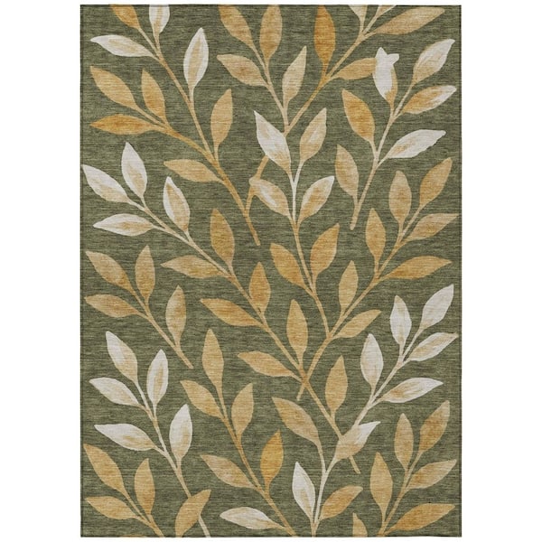 Chantille Machine Washable Indoor/Outdoor Abstract ACN3033 Olive 5 ft. x 7 ft. 6 in. Area Rug