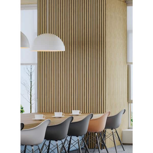 Ejoy 95.27 in. x 23.6 in. Half-Circle Acoustic Wood Veneer