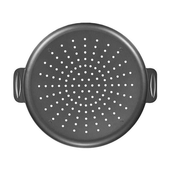 2 Pack Grey 14 in. Pizza Pan with Holes and Wider Handles, Rust-Free Nonstick Pizza Pan for Oven Frozen Homemade Pizza