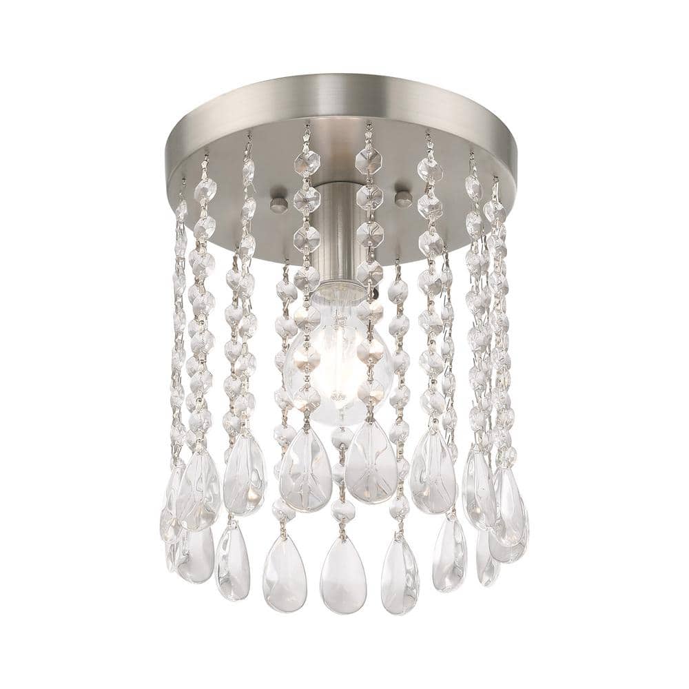 Elizabeth Brushed Nickel Ceiling Light with Clear Crystal Shade