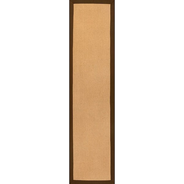 Camden Farmhouse Cottage Border Jute Natural/Brown 2 ft. x 8 ft. Runner Rug