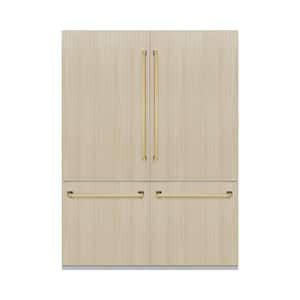 Autograph Edition 60 in. 4-Door Panel Ready French Door Refrigerator w/Ice and Water Dispenser and Polished Gold Handle