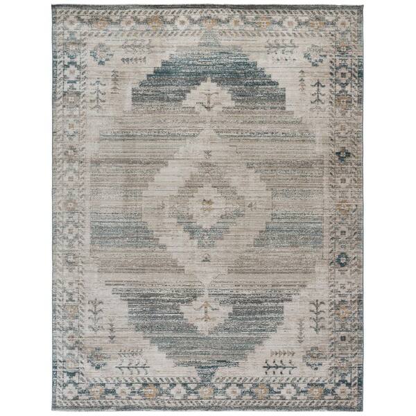 Hazel 9 ft. x 12 ft. Blue/Beige Tribal Area Rug