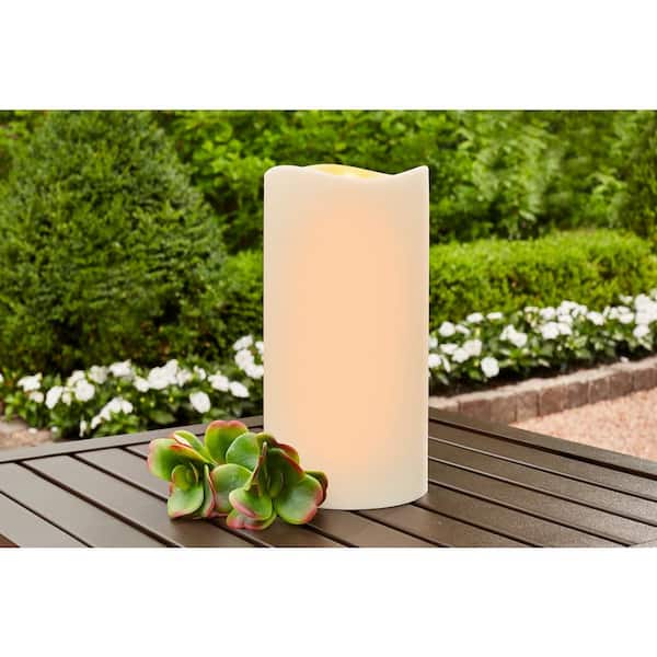 Hampton Bay 4.5 in. x 9 in. Remote Ready Battery Operated Outdoor Patio Resin LED Candle