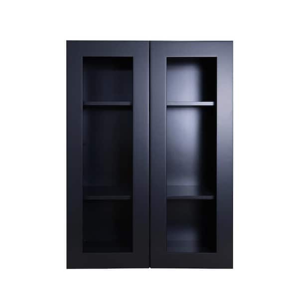 Shaker Assembled 24 in. x 30 in. x 12 in. Wall Cabinet with 2 Doors in Charcoal Black