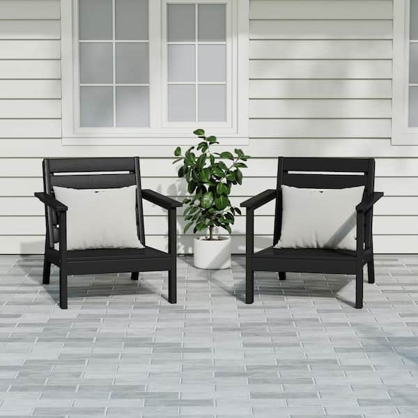 Westin Outdoor Birchwood Outdoor Patio Deep Seating HDPE Lounge Chairs with Arms (Set of 2) in Black