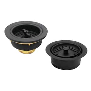 COMBO PACK 3-1/2 in. Wing Nut Twist Style Kitchen Sink Strainer and Waste Disposal Flange with Strainer, Matte Black