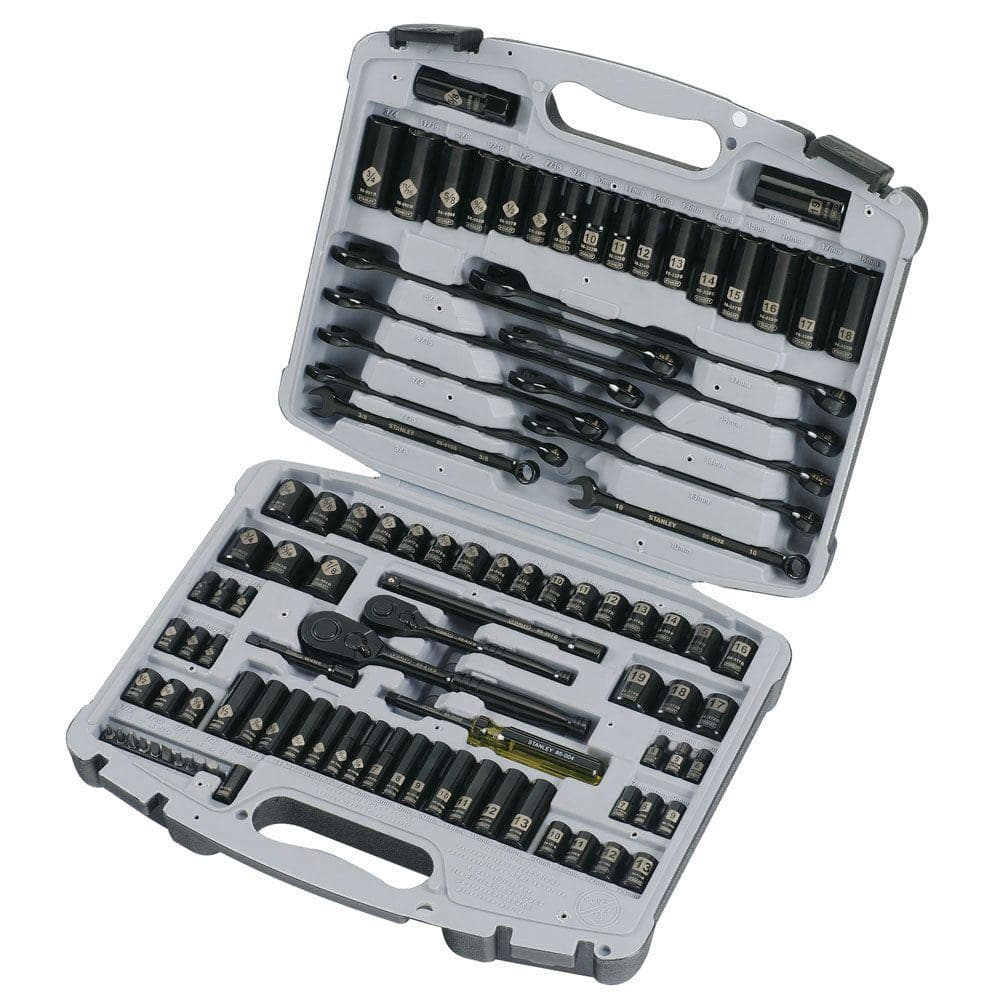 1/4 in. & 3/8 in. Drive Black Chrome Laser Etched SAE & Metric Mechanics Tool Set (99-Piece)