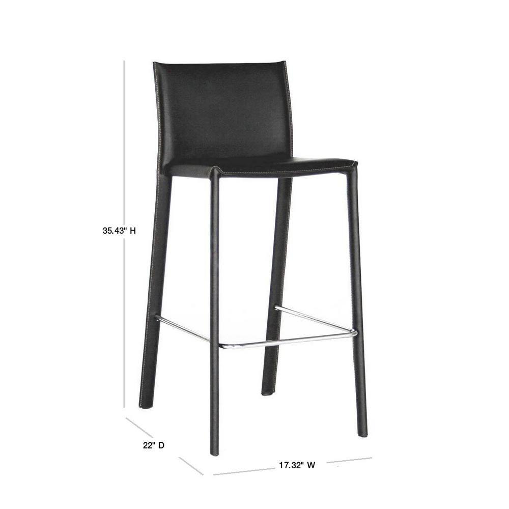 Black Leather and Wood Counter Height Stool Set