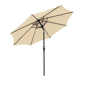 9 ft. Aluminum Market Crank and Tilt Patio Umbrella in Beige