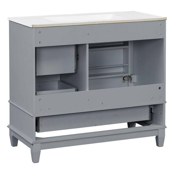 Ziyudura 36 in. Single Sink Freestanding Gray Bath Vanity with