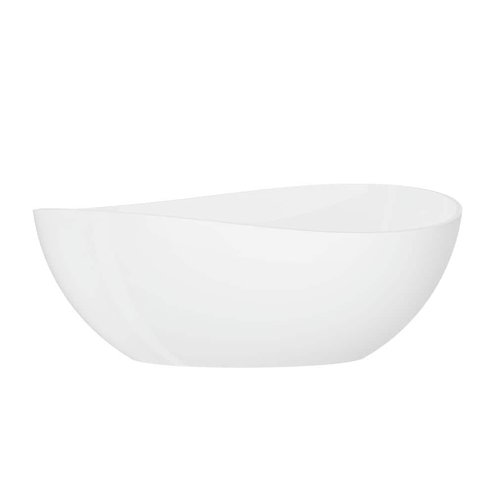 63 in. x 37.4 in. Freestanding Soaking Solid Surface Bathtub with Center Drain in Glossy White price history on PriceWatchPro