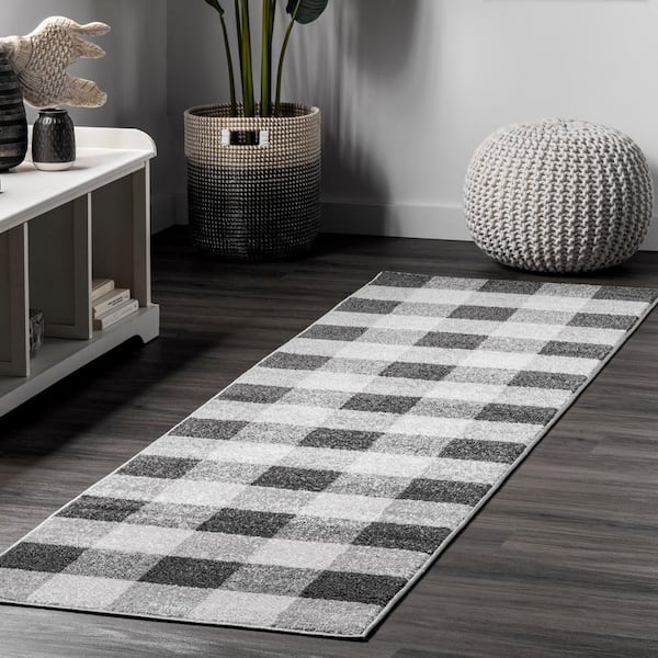 Aisha Buffalo Plaid Gray 2 ft. 5 in. x 9 ft. 6 in. Indoor Runner Rug