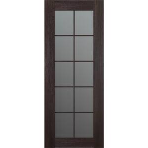 Vona 10-Lite 18 in. W. x 84 in. No Bore Solid Core Frosted Glass and Vera Linga Oak Wood Composite Interior Door Slab