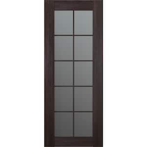 Vona 10-Lite 24 in. x 84 in. No Bore Solid Core Frosted Glass and Veralinga Oak Wood Composite Interior Door Slab