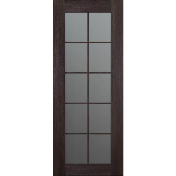 Belldinni Vona 10-Lite 30 in. x 84 in. No Bore Solid Core Frosted Glass and Vera Linga Oak Wood Composite Interior Door Slab