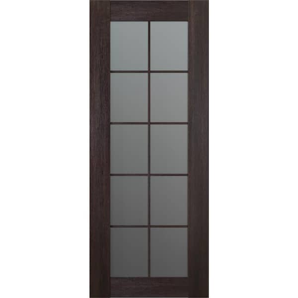 Belldinni Vona 10 Lite 32 in. x 84 in. No Bore Solid Core Frosted Glass And Veralinga Oak Wood Composite Interior Door Slab