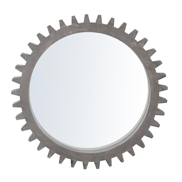 Unbranded 26 in. W x 26 in. H Round Framed Black Brown Vintage Mirror